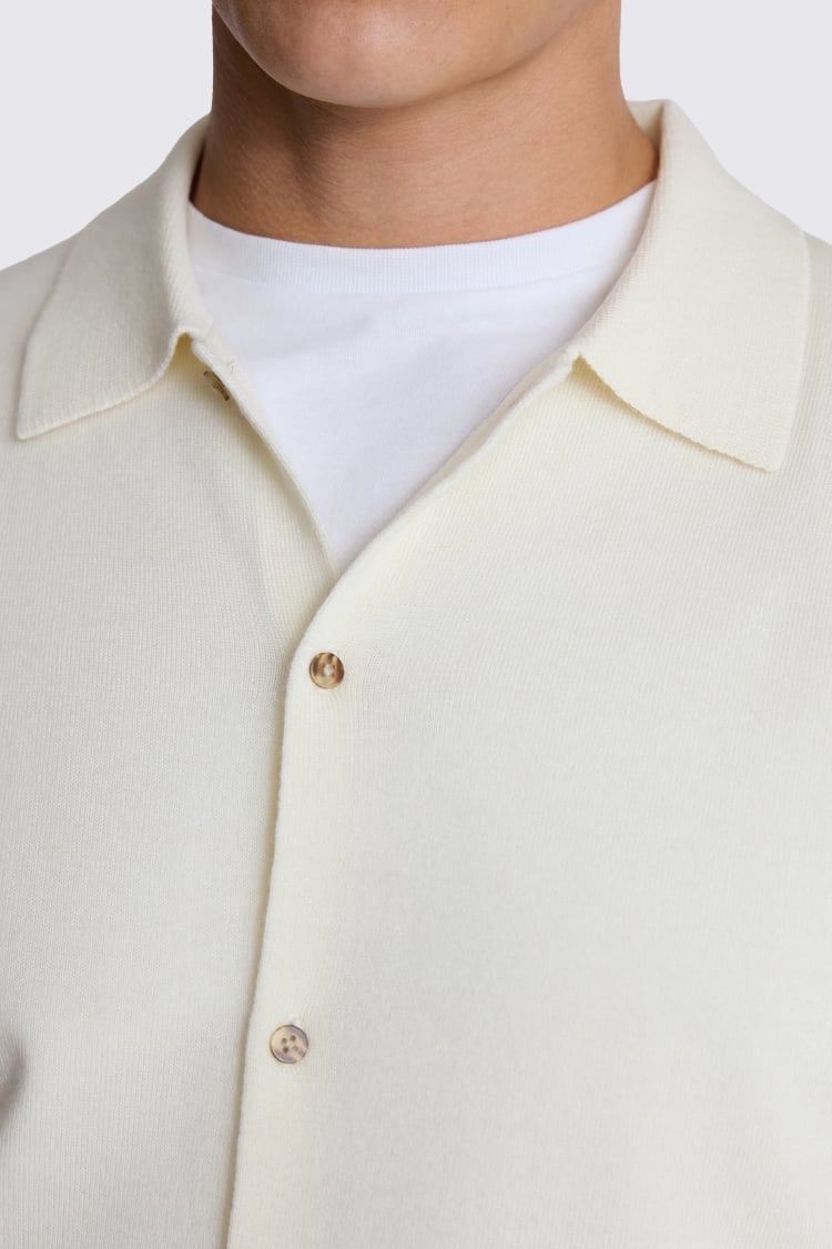 Winter White Merino-Blend Button Down Shirt