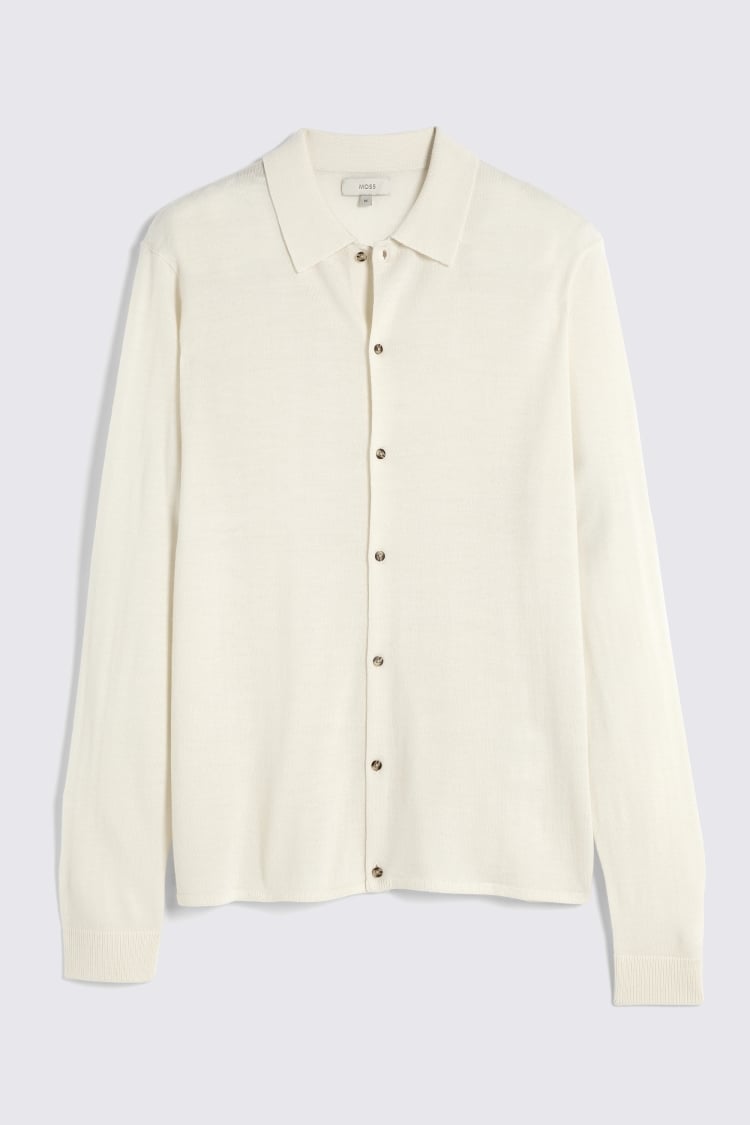 Winter White Merino-Blend Button Down Shirt