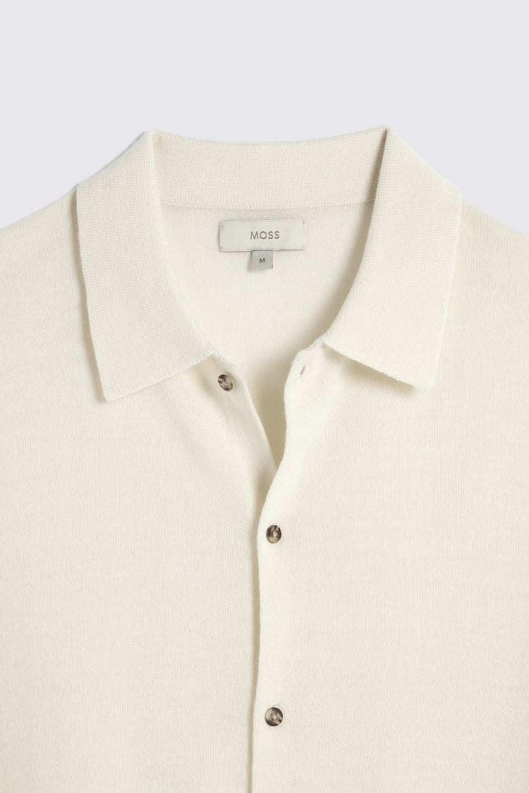 Winter White Merino-Blend Button Down Shirt