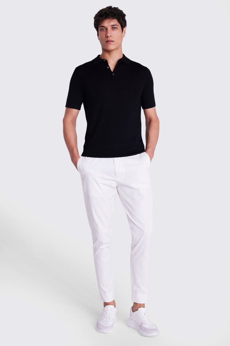 Black Merino Knitted Polo Shirt