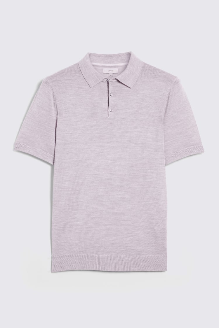 Oatmeal Merino Knitted Polo Shirt