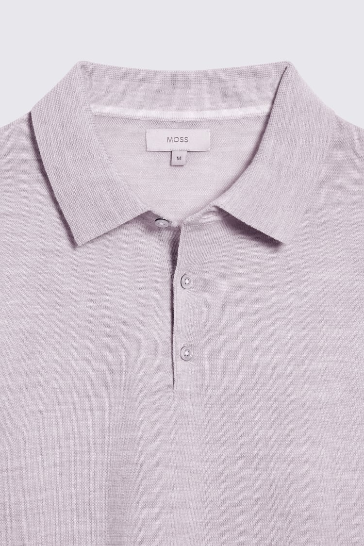 Oatmeal Merino Knitted Polo Shirt