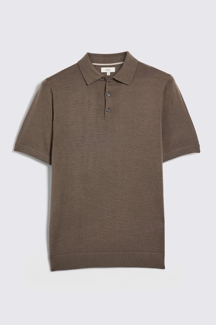 Olive Merino Knitted Polo Shirt