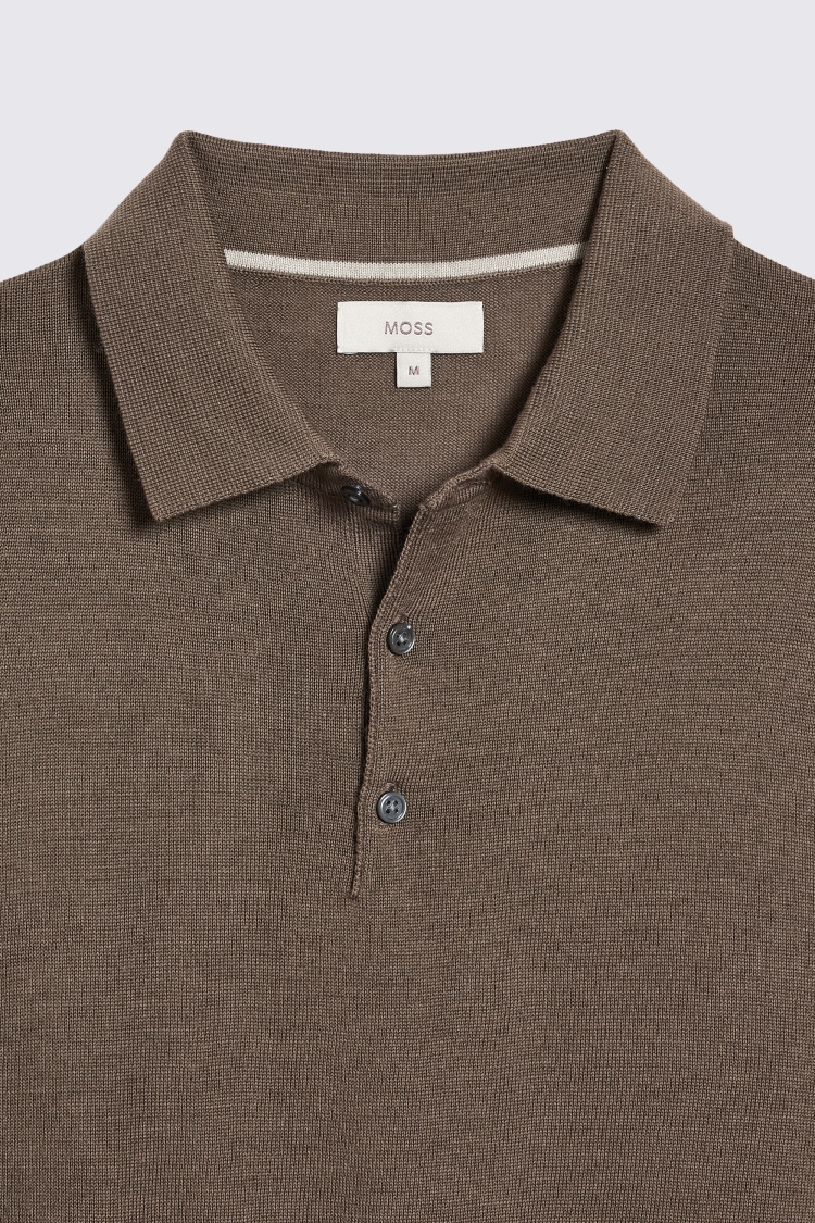 Olive Merino Knitted Polo Shirt