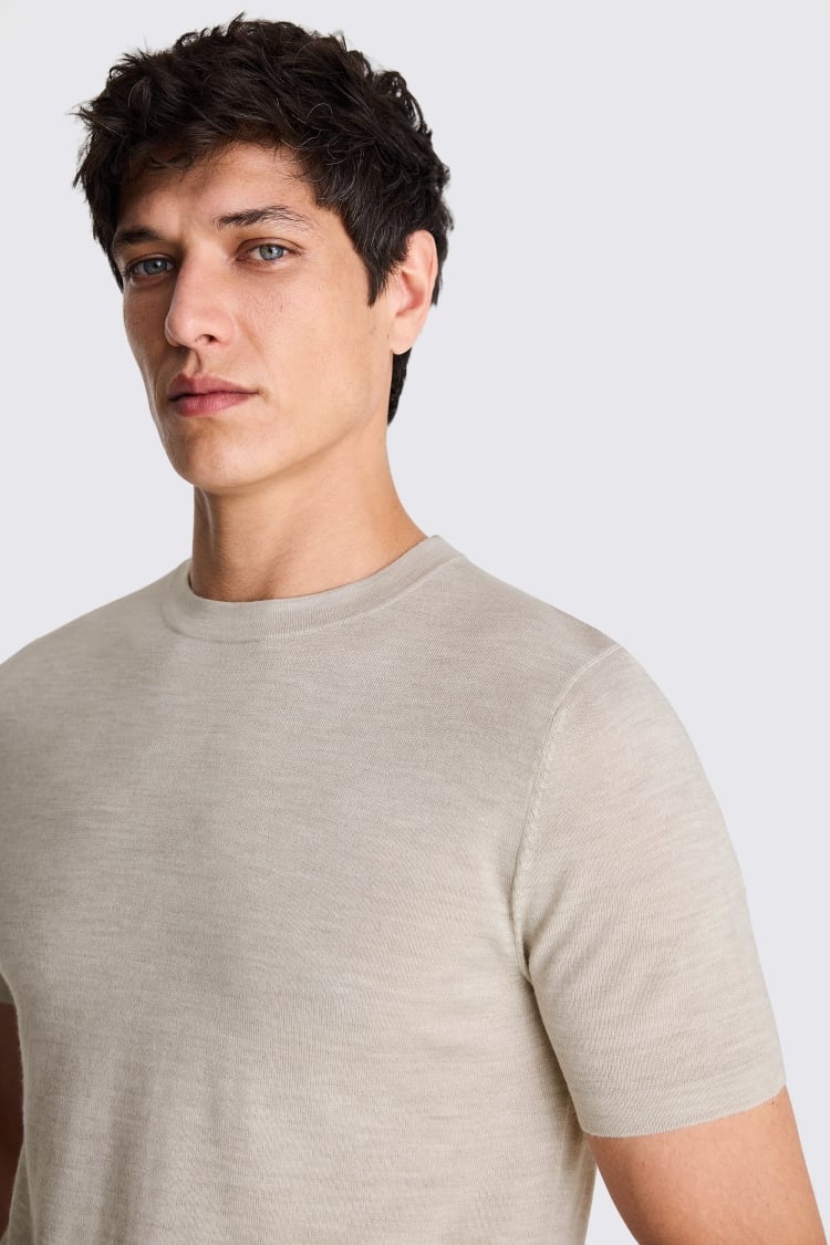 Oatmeal Merino Crew-Neck T-Shirt