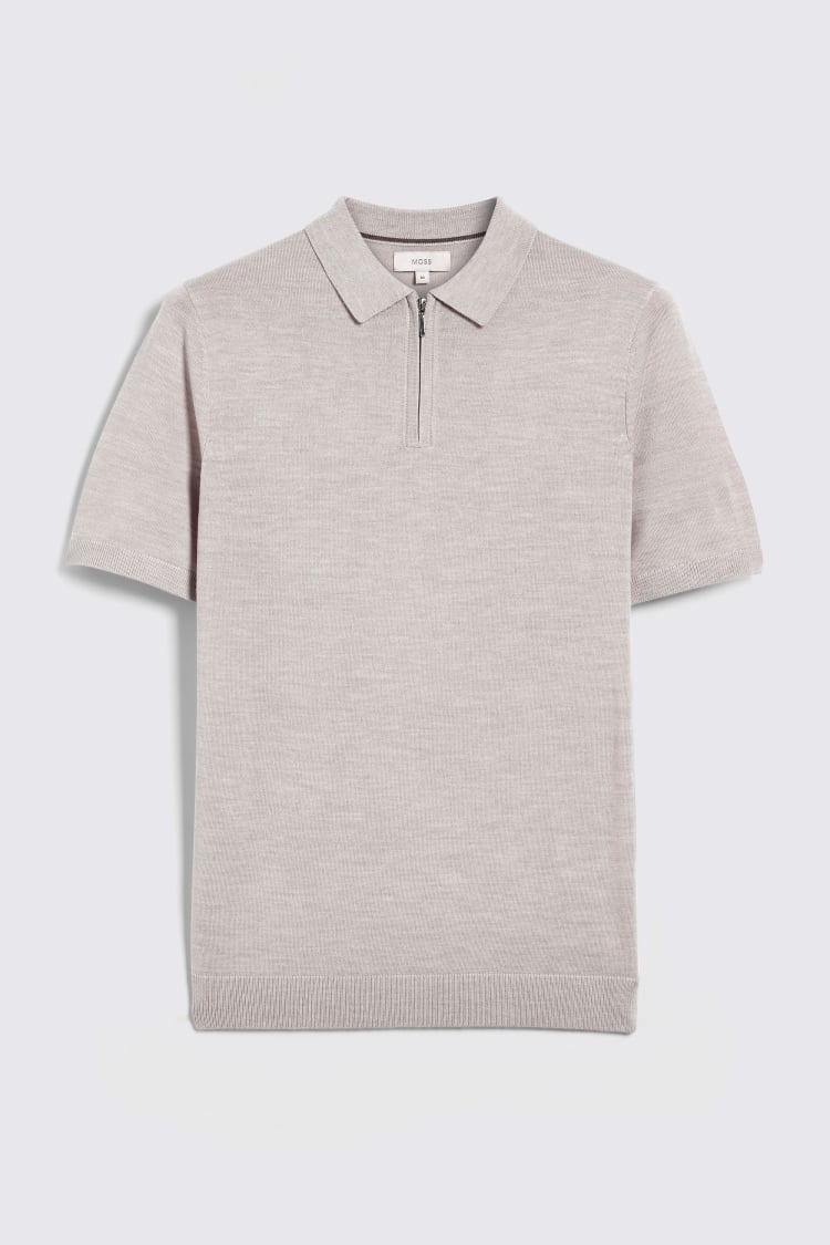 Light Sage Merino Quarter Zip Polo Shirt