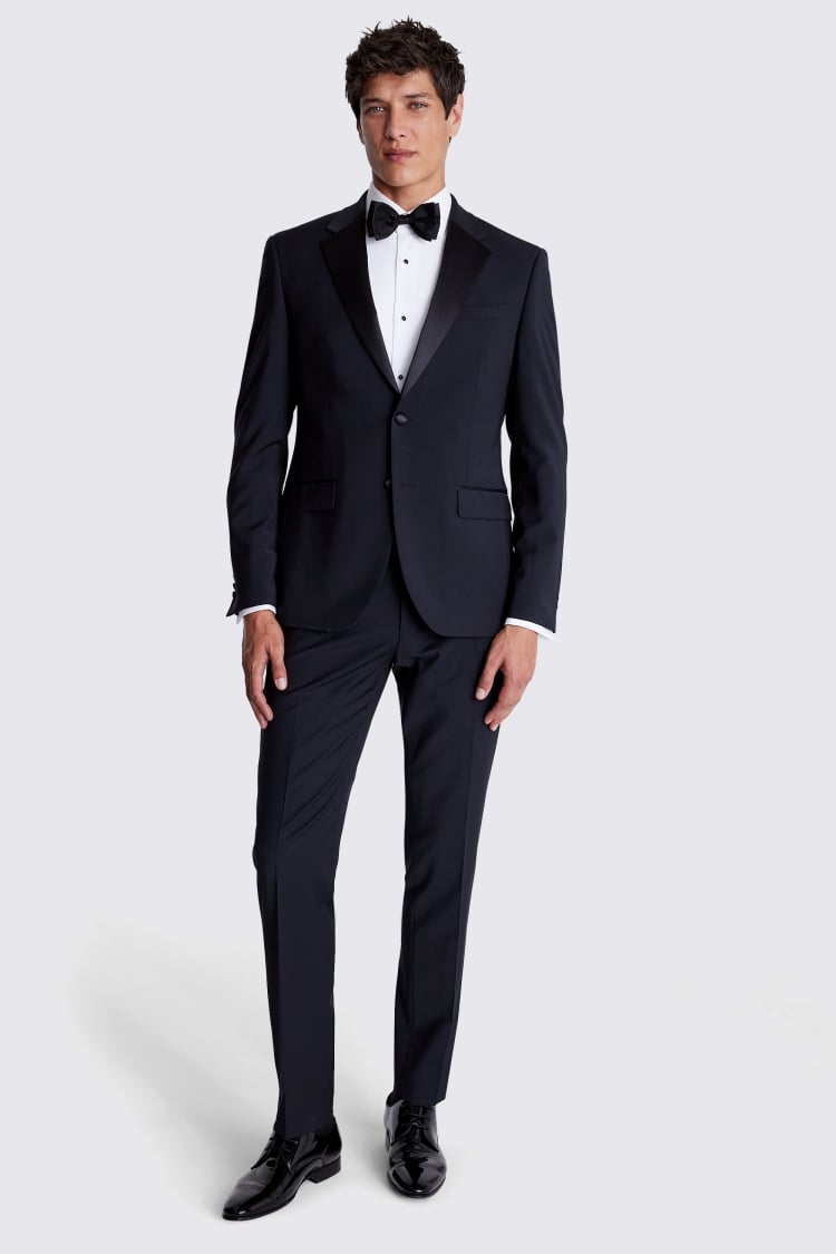 Slim Fit Notch Lapel Black Nano Suit