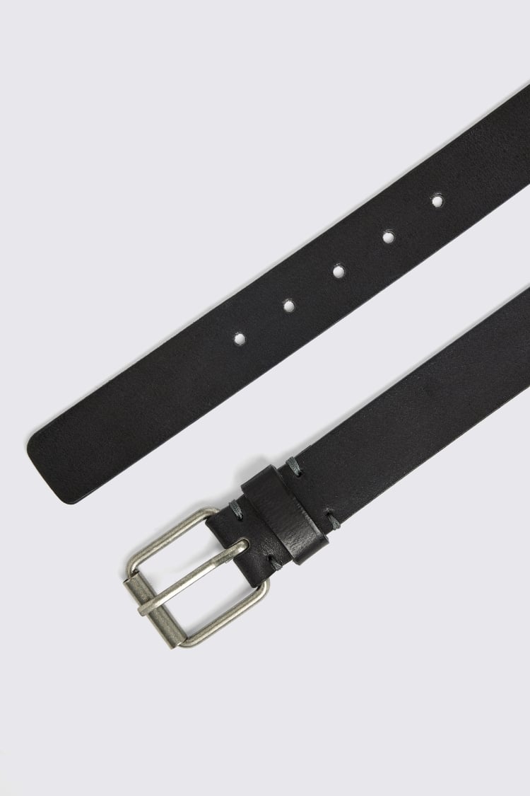 Black Leather Jeans Belt