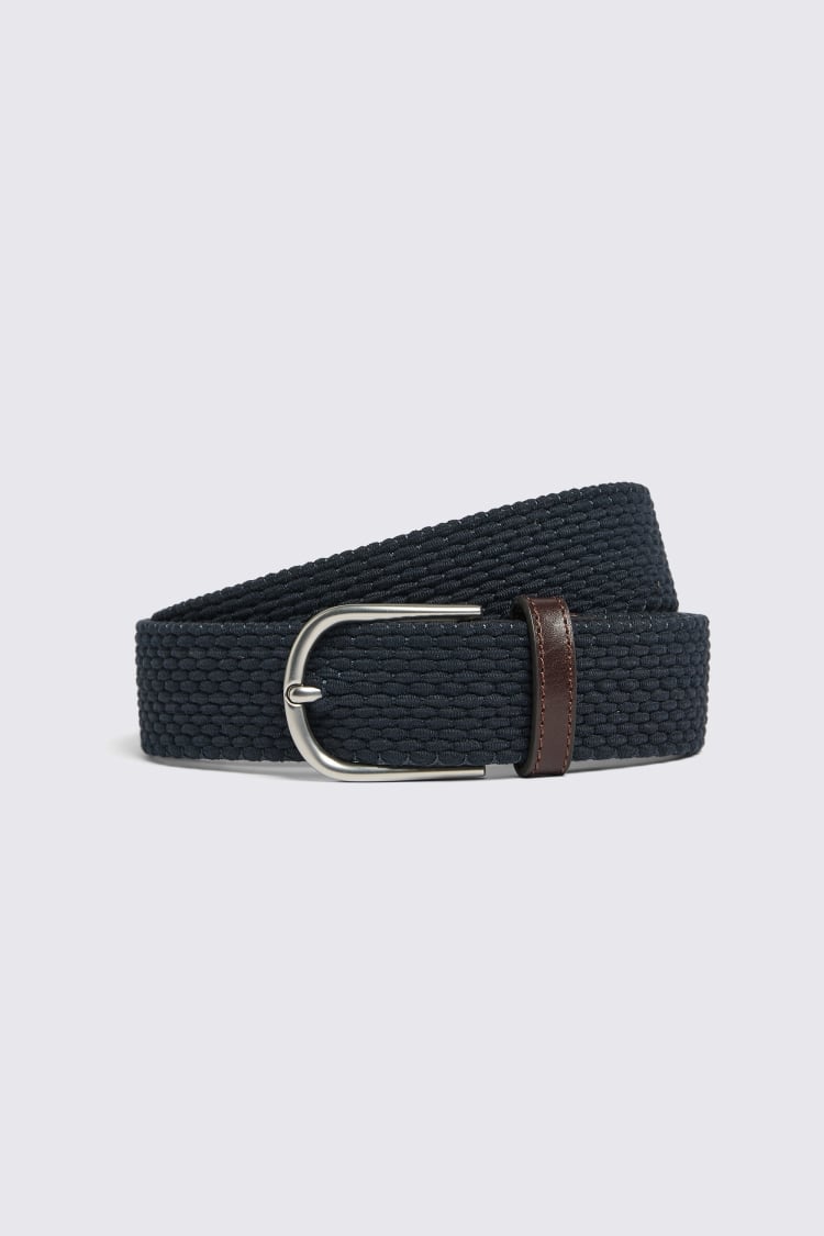 Navy Woven Stretch Belt