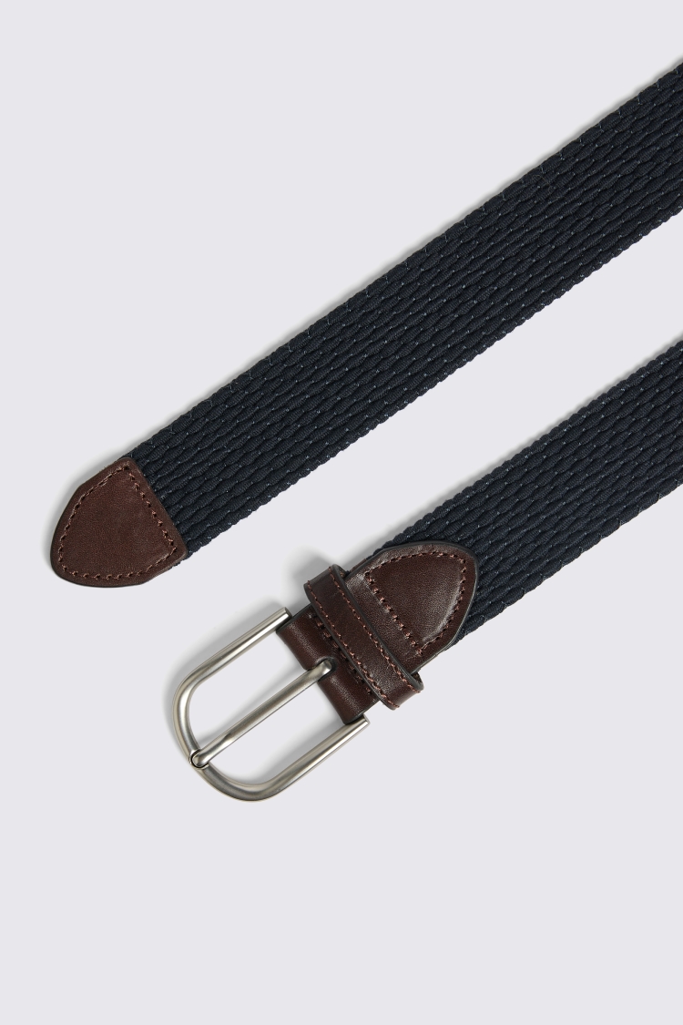 Navy Woven Stretch Belt