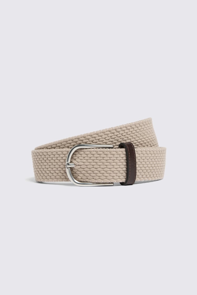 Taupe Woven Stretch Belt