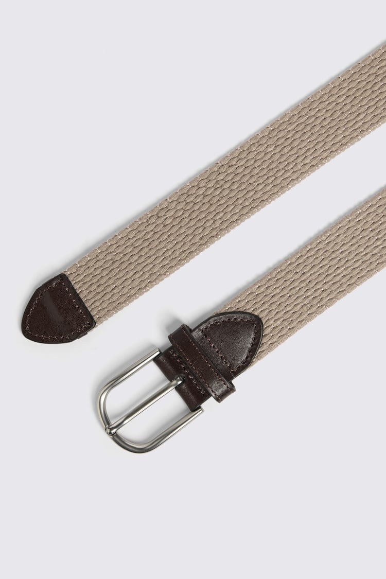 Taupe Woven Stretch Belt