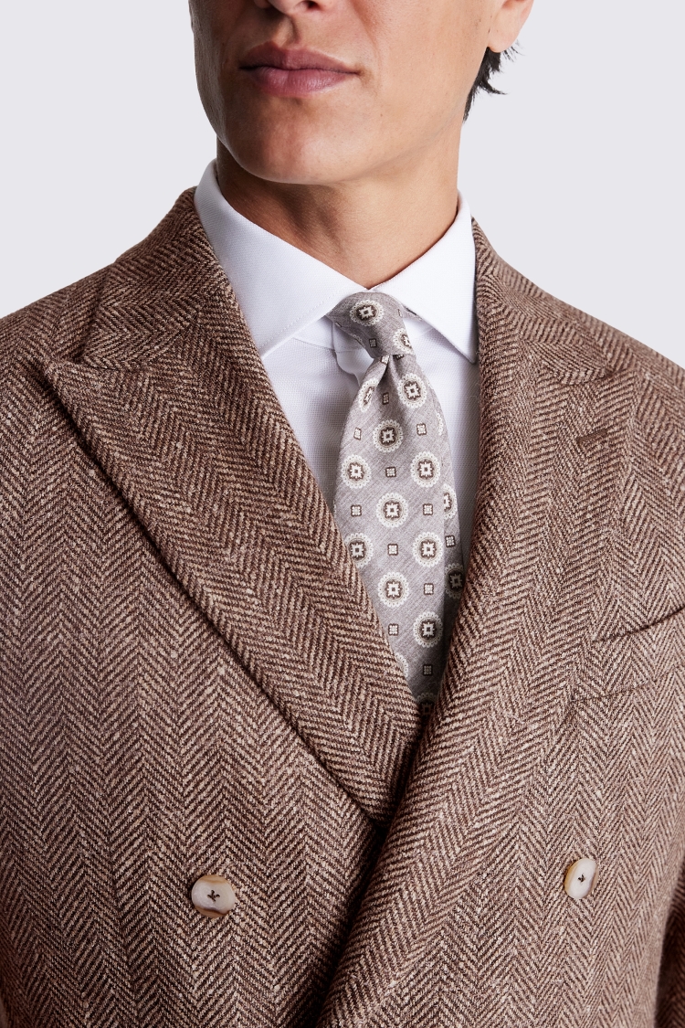 Tailored Fit Brown Herringbone Suit