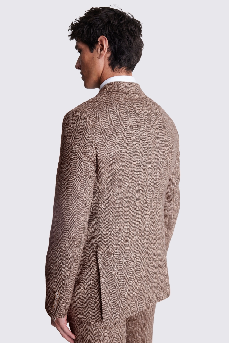 Tailored Fit Brown Herringbone Suit