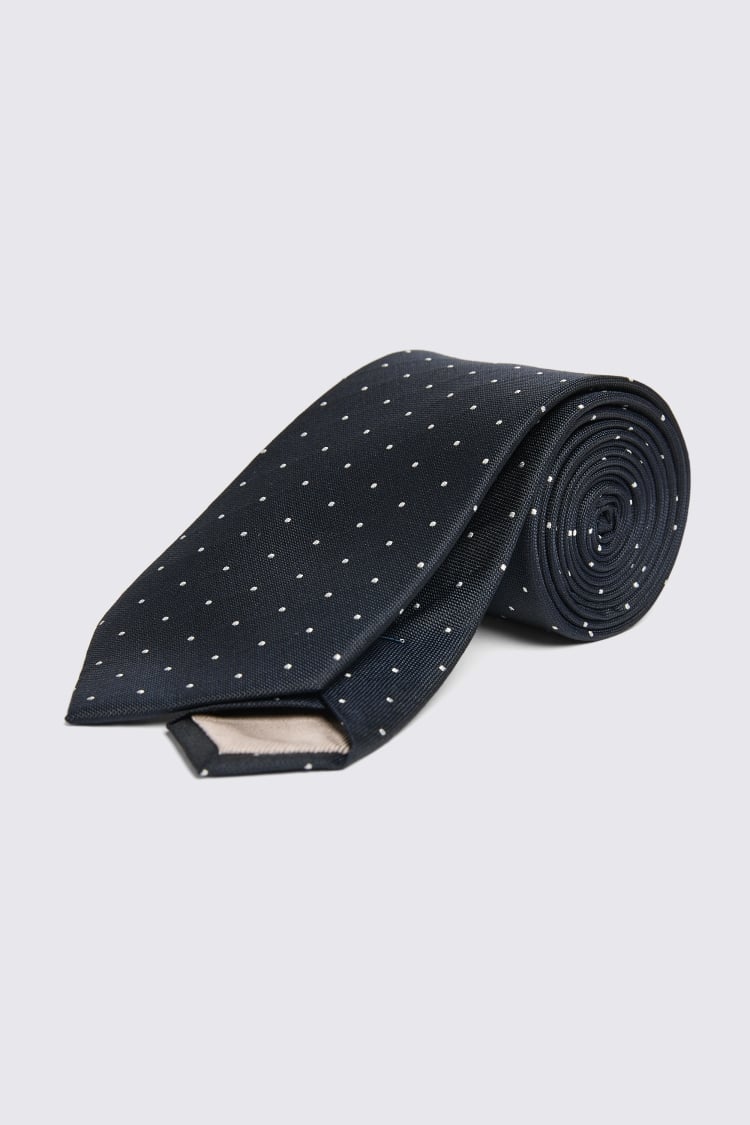 Navy Silk Pindot Tie