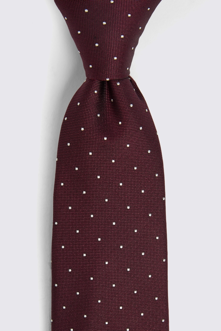 Burgundy Silk & Wool Pindot Tie