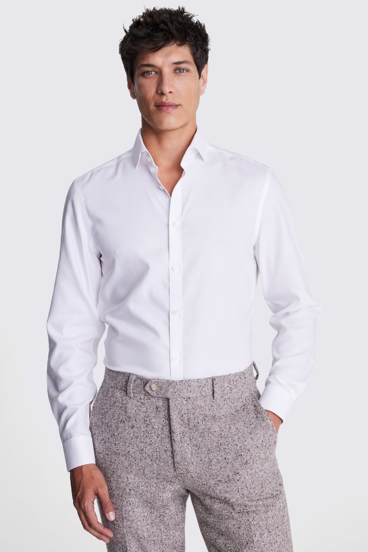 Slim Fit White Royal Oxford Non Iron Shirt