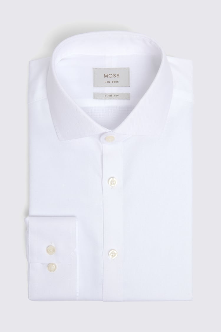 Slim Fit White Royal Oxford Non Iron Shirt