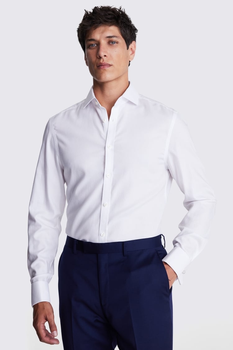 Slim Fit White Royal Oxford Non Iron Shirt