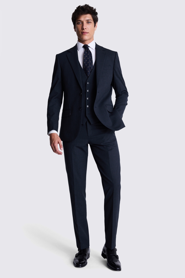 Tailored Fit Navy Check Suit