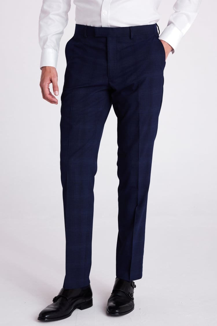 Tailored Fit Navy Check Suit