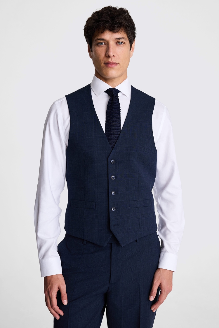 Tailored Fit Navy Check Suit