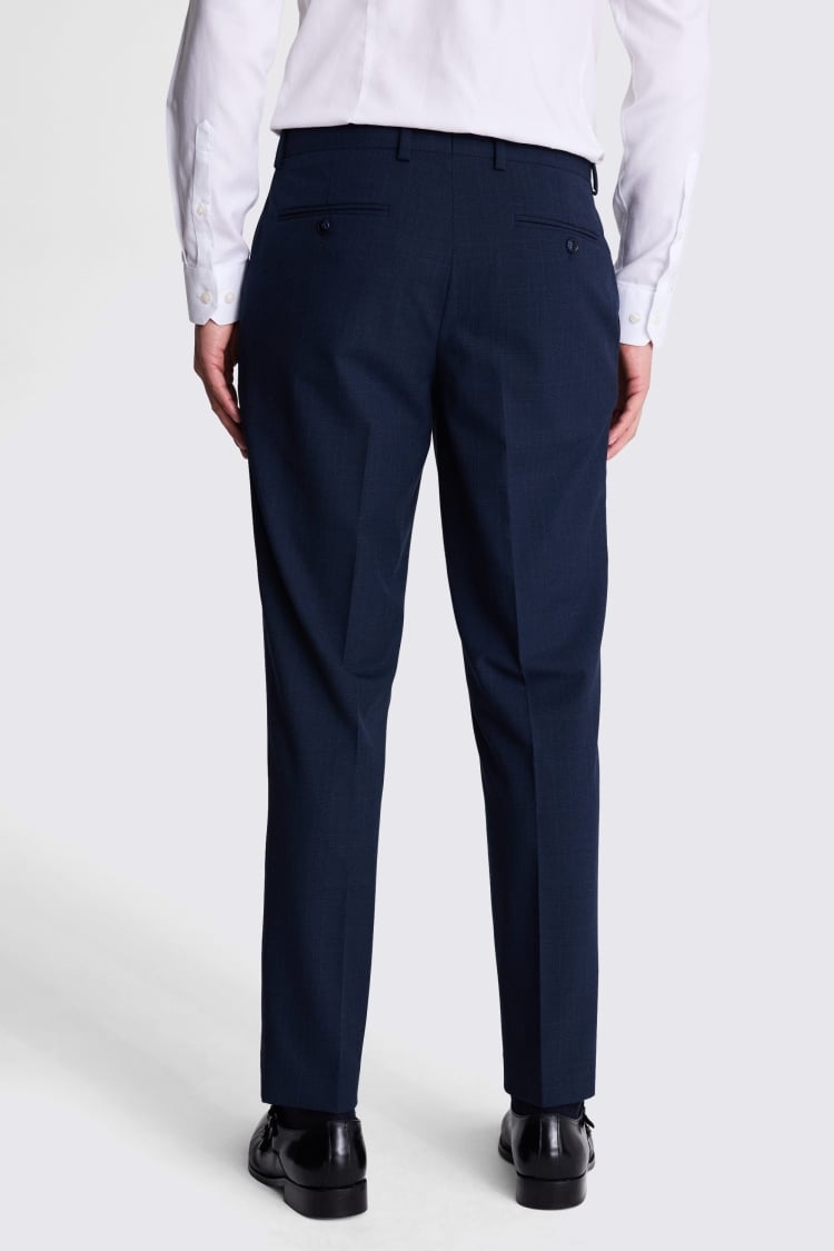 Tailored Fit Navy Check Trousers