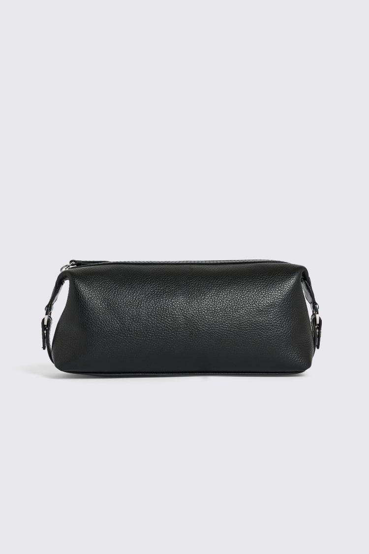 Black Grained Leather Washbag