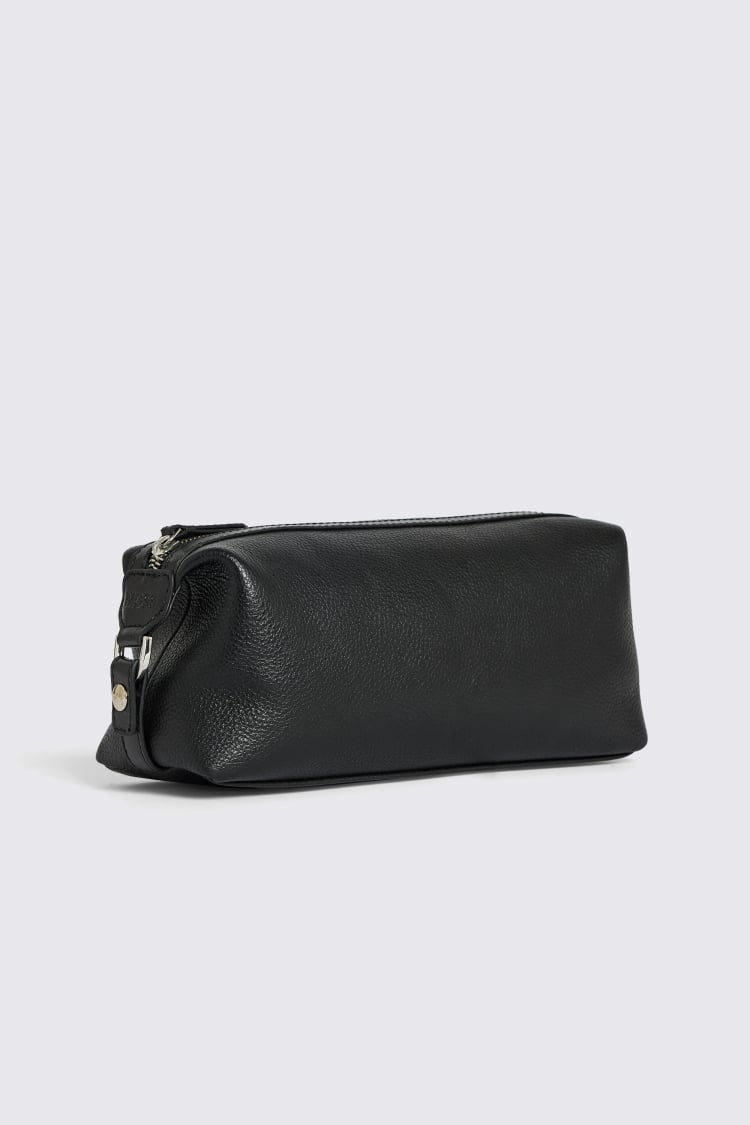 Black Grained Leather Washbag