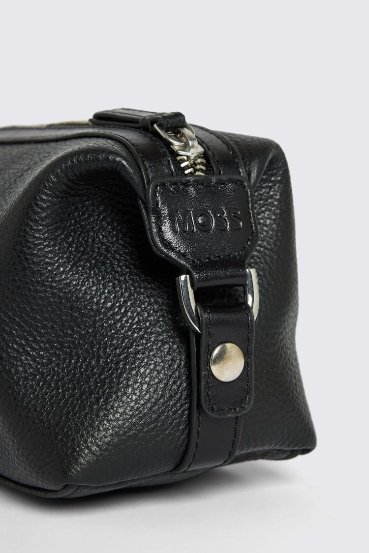 Black Grained Leather Washbag