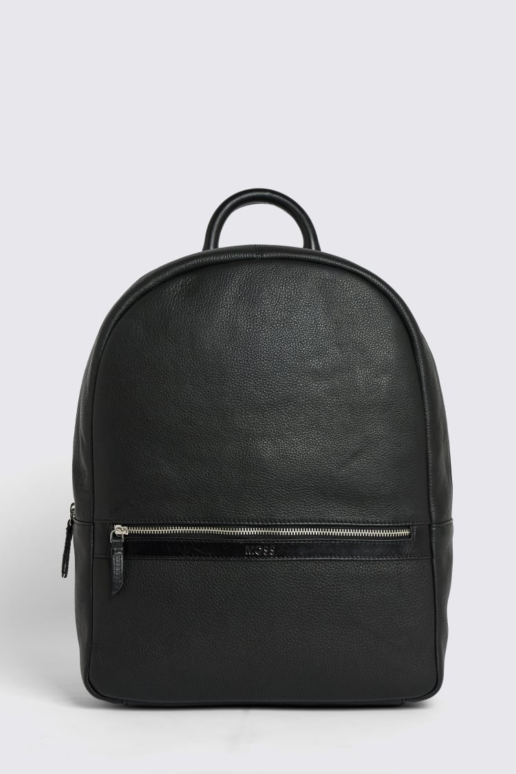 Black Grained Leather Backpack