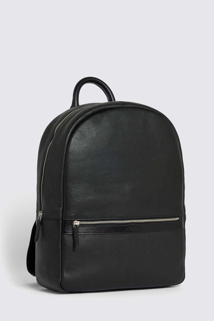 Black Grained Leather Backpack