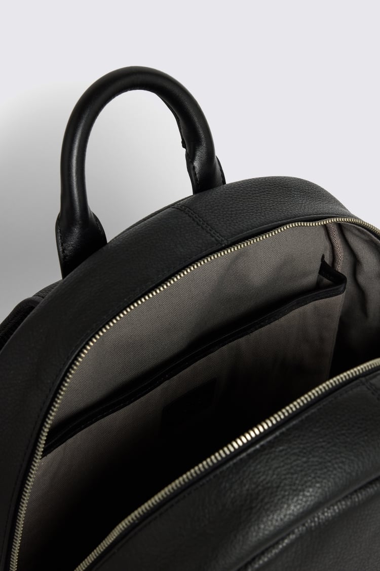 Black Grained Leather Backpack