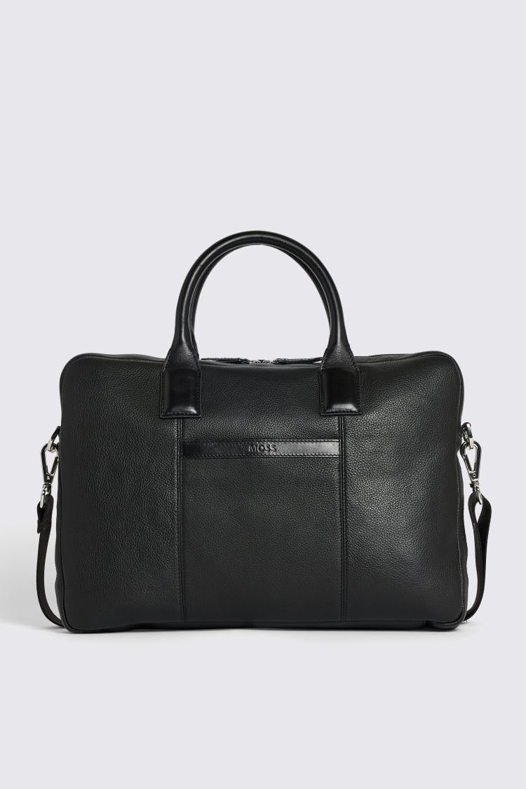 Black Grained Leather Briefcase