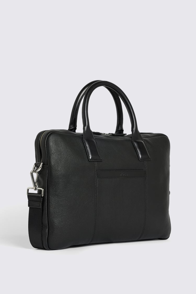 Black Grained Leather Briefcase