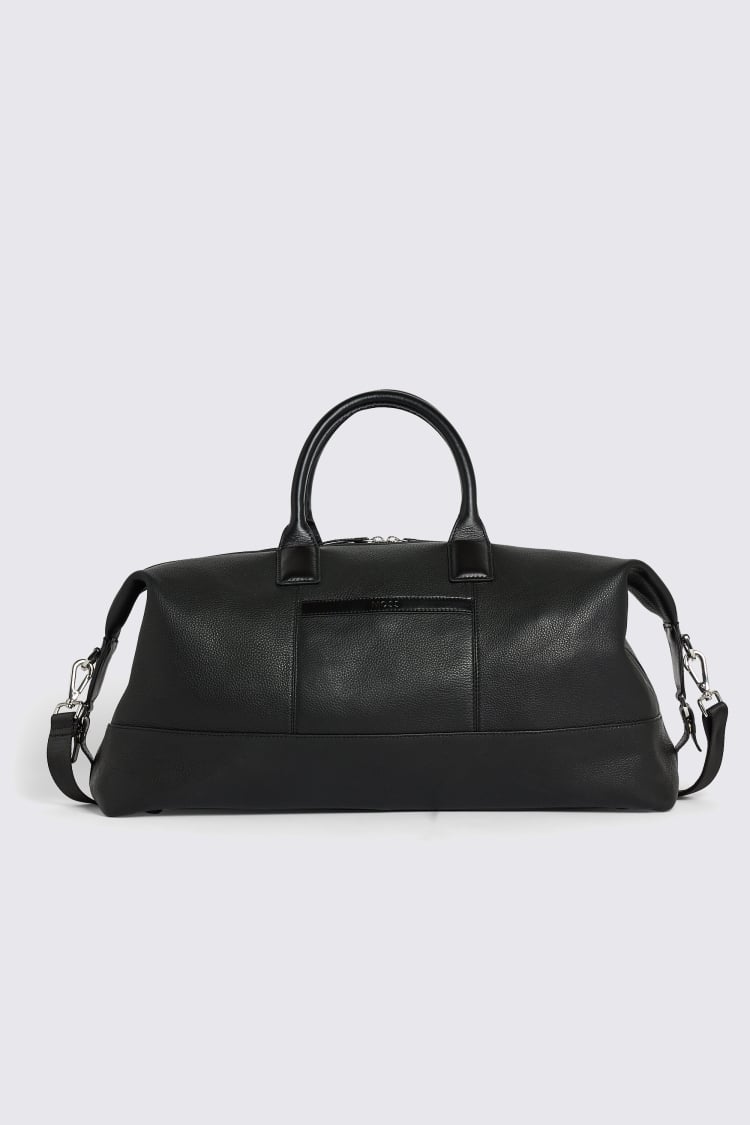 Black Grained Leather Holdall