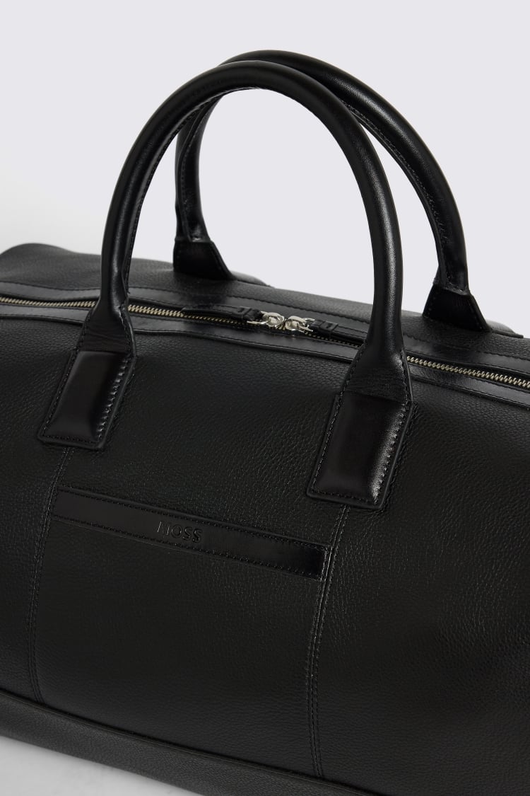 Black Grained Leather Holdall