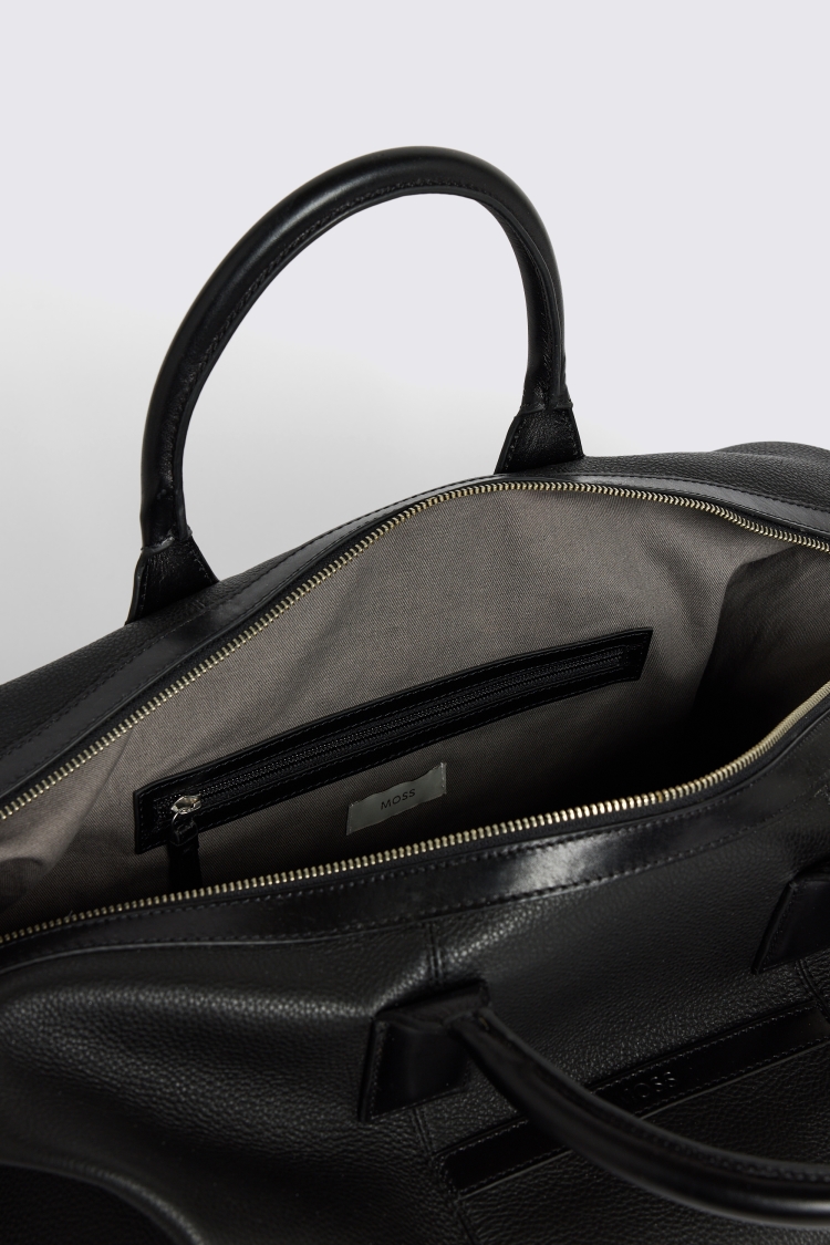 Black Grained Leather Holdall