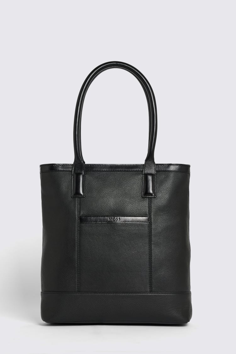 Black Grained Leather Tote Bag Buy Online at Moss