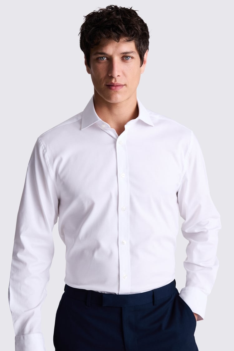 Regular Fit White Dobby Stretch Shirt