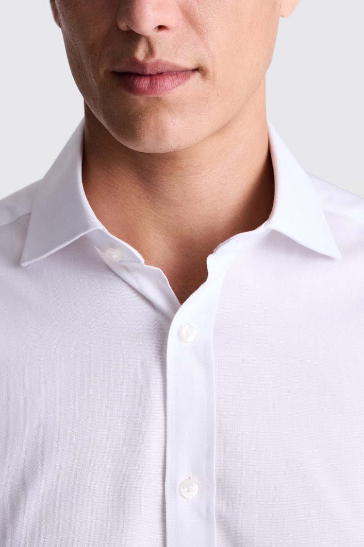 Regular Fit White Dobby Stretch Shirt