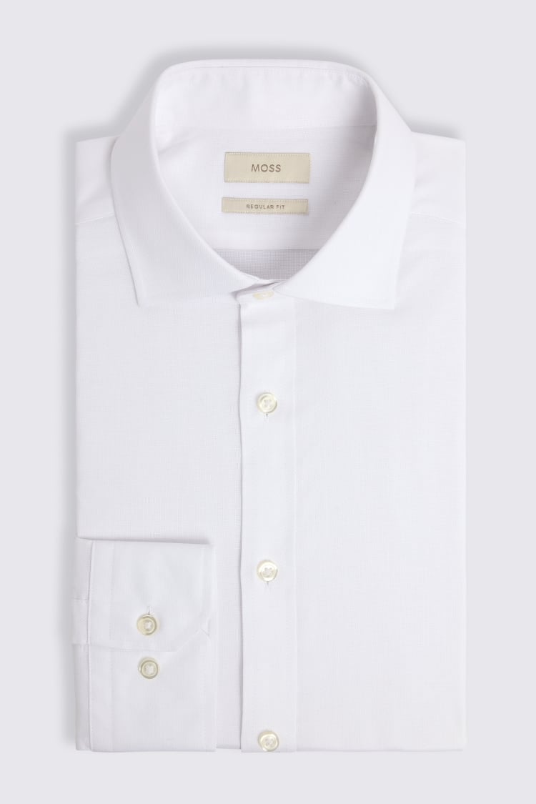 Regular Fit White Dobby Stretch Shirt