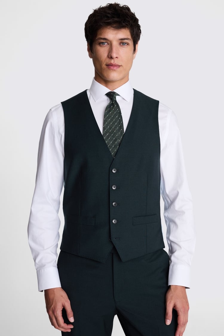 Tailored Fit Bottle Green Performance Waistcoat