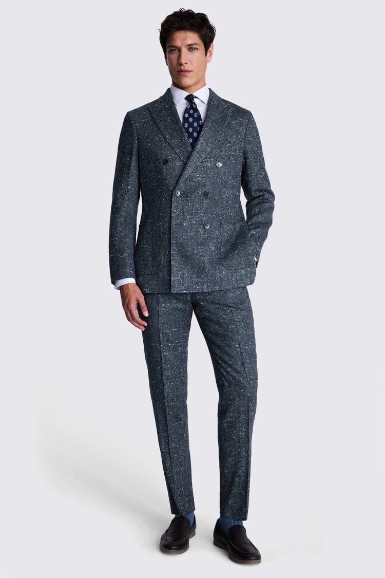 Tailored Fit Teal Herringbone Suit