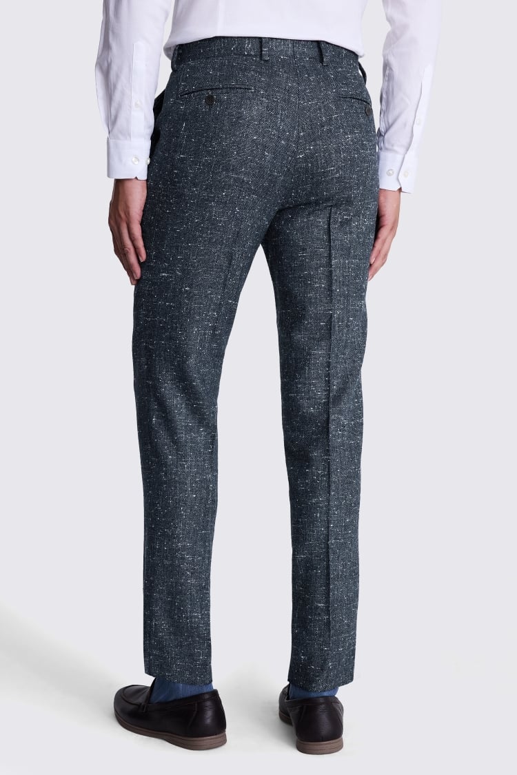 Italian Tailored Fit Teal Herringbone Trousers