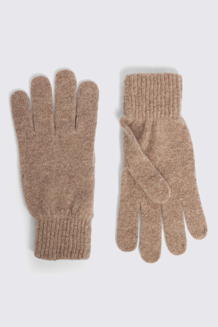 Taupe Melange Cashmere Blend Gloves