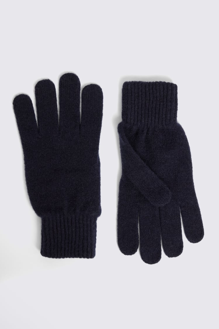 Navy Cashmere Blend Gloves