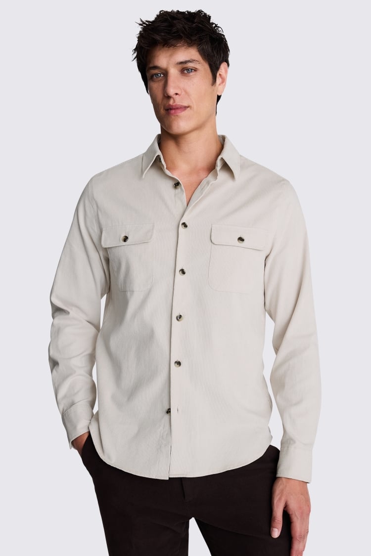 Off White Lightweight Cord Overshirt