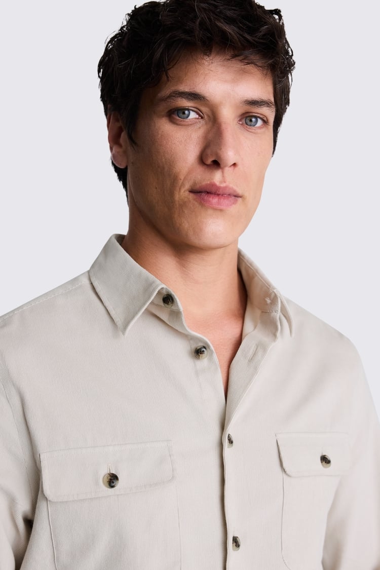 Off White Lightweight Cord Overshirt