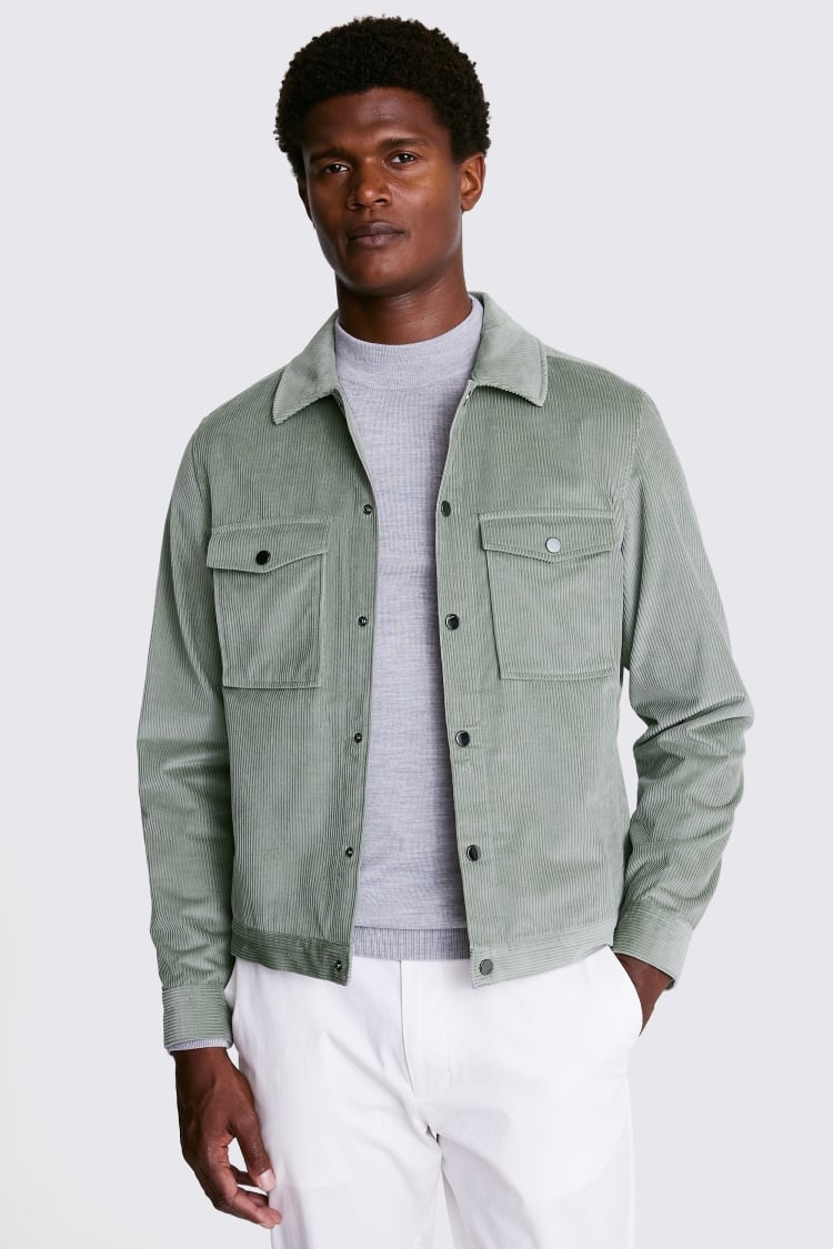 Sage Cord Trucker Jacket